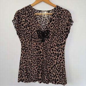 Leopard Print Blouse in Black and Brown